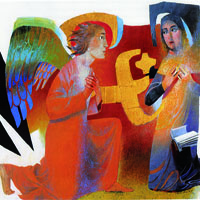 "Annunciazione" di Arcabas (www.diocesibg.it/home_page/notizie/00004397_Presentato_il_tema_del_nuovo_Anno_Pastorale.html)